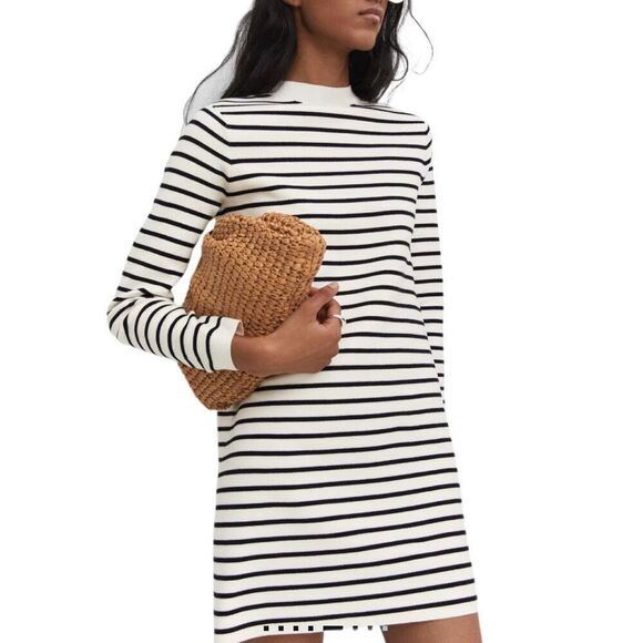 MNG by Mango Striped Sweater Dress Sz M - Picture 4 of 8
